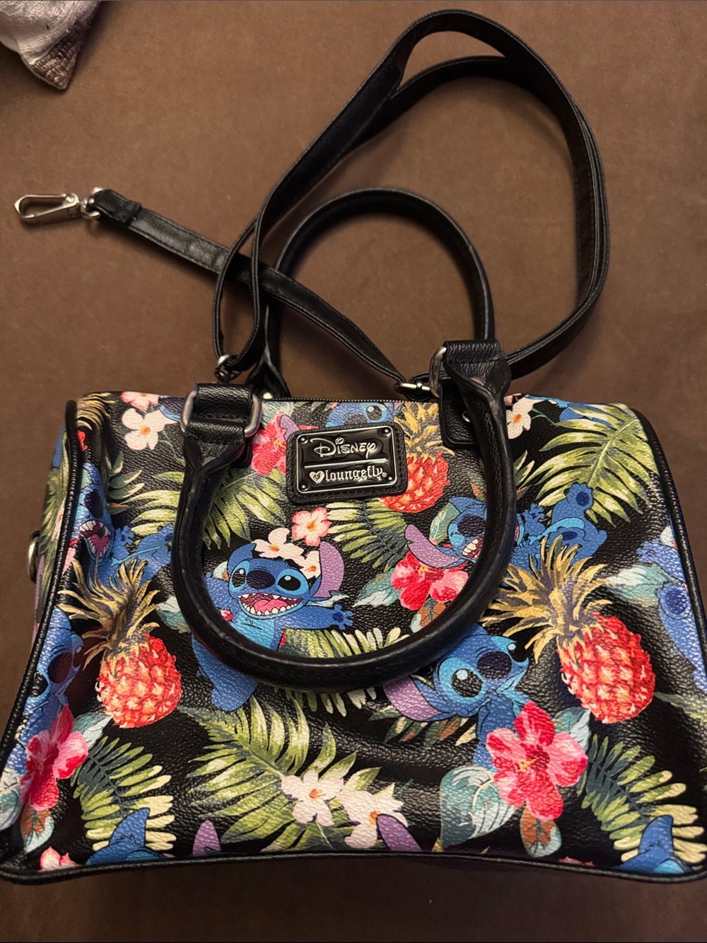 Loungefly Black Tropical Stitch Floral Satchel